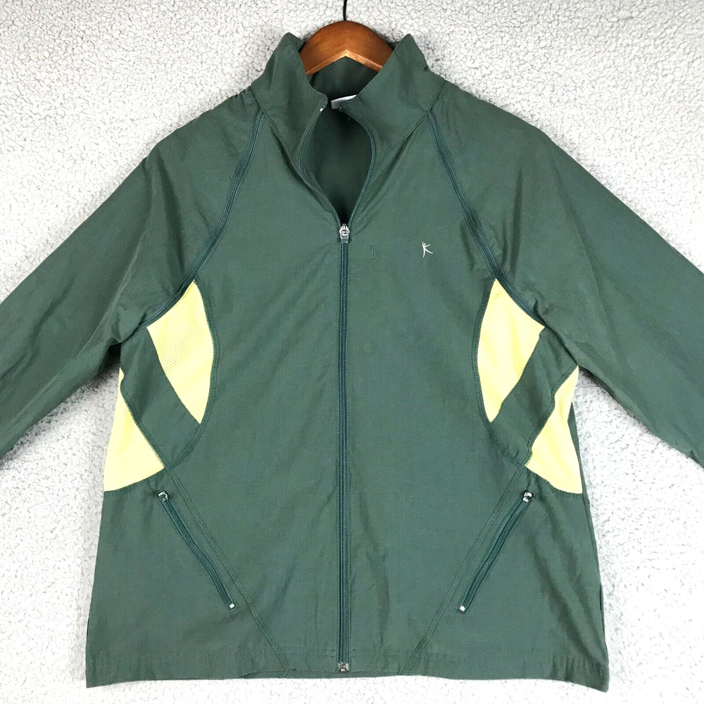 Danskin Now Women's OD Green Jacket Long Sleeve Removable Zip Sleeves Size Large